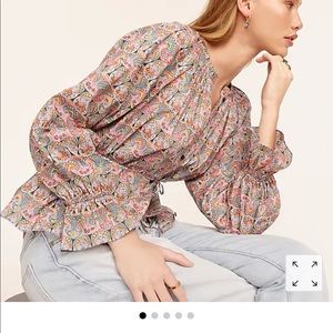 J.Crew tie waist organic cotton liberty blouse in Georgia Duke.  Size XS. NWOT